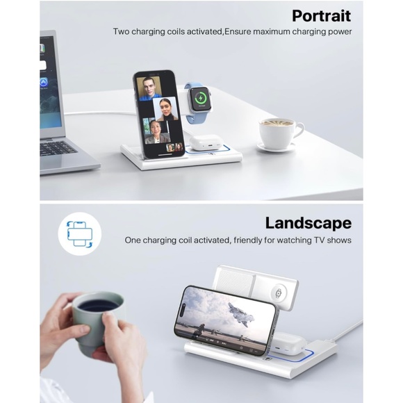 EXW Wireless Fast Charging Station 3 in 1 iPhone, Apple Watch & AirPods - White - Picture 6 of 7